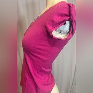 No absolutely authentic T-shirt pink w silver sequins size large